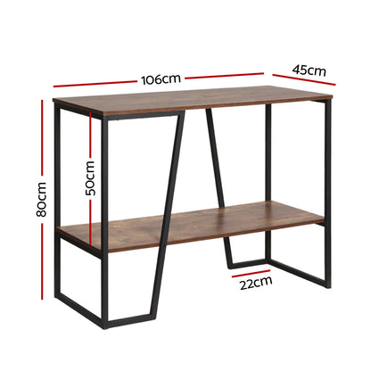 Artiss Console Table 106CM 2-tier Walnut Cora - Cosy Abode