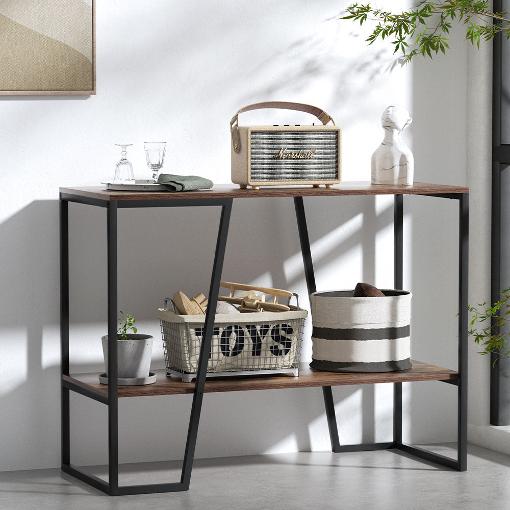 Artiss Console Table 106CM 2-tier Walnut Cora - Cosy Abode