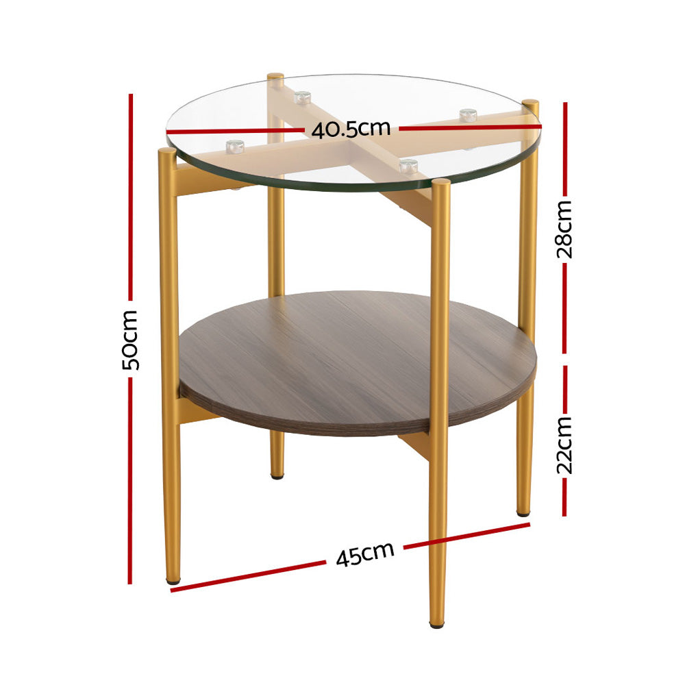 Artiss Coffee Table 45CM Round Tempered Glass Carol - Cosy Abode