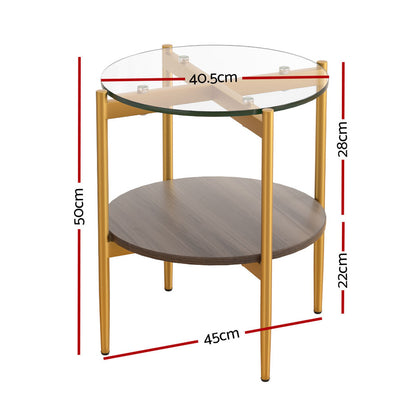Artiss Coffee Table 45CM Round Tempered Glass Carol - Cosy Abode