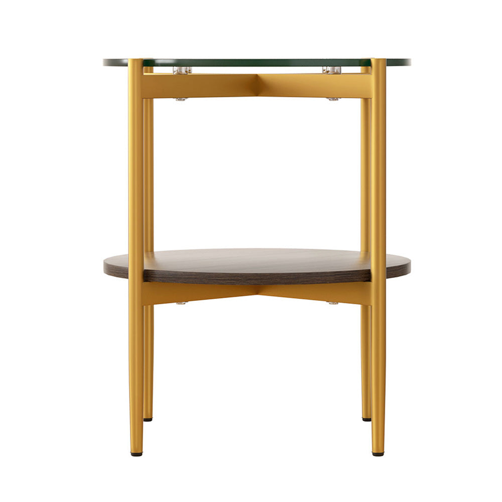 Artiss Coffee Table 45CM Round Tempered Glass Carol - Cosy Abode