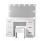 Artiss Dressing Table Set Stool 10 Led Bulbs White Debbie - Cosy Abode