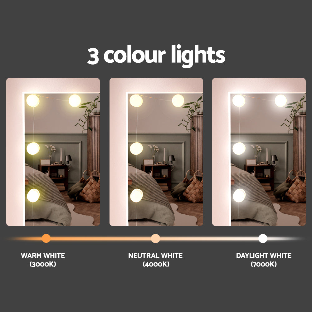 Artiss Dressing Table Set Stool 10 Led Bulbs White Debbie - Cosy Abode