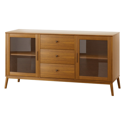Artiss Buffet Sideboard Glass Doors - Oak - Cosy Abode