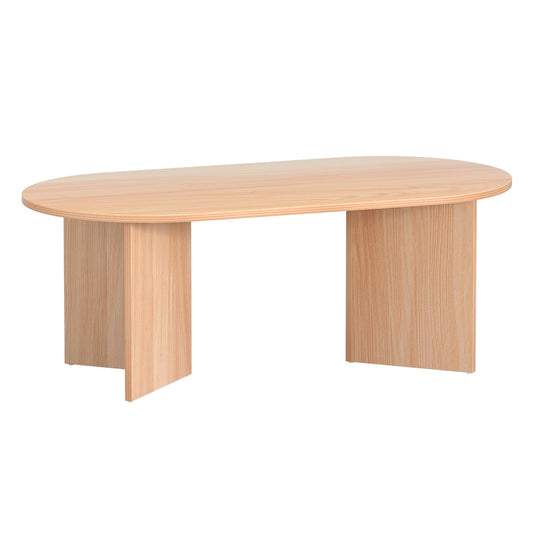 Artiss Coffee Table Oval 110CM Pine Alva - Cosy Abode