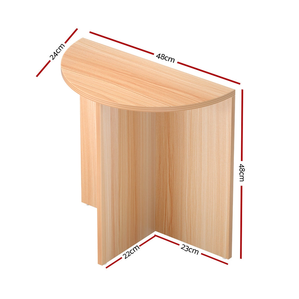 Artiss Coffee Table Semi-circle 48CM Pine Elva - Cosy Abode