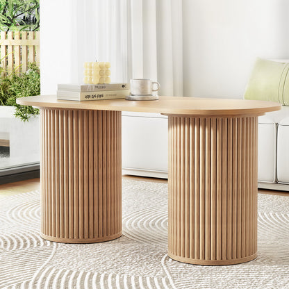Artiss Coffee Table Oval 100CM Pine Samuel - Cosy Abode