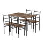 Artiss Dining Table and Chairs Set 5PCS Industrial Wooden Metal Desk Walnut - Cosy Abode