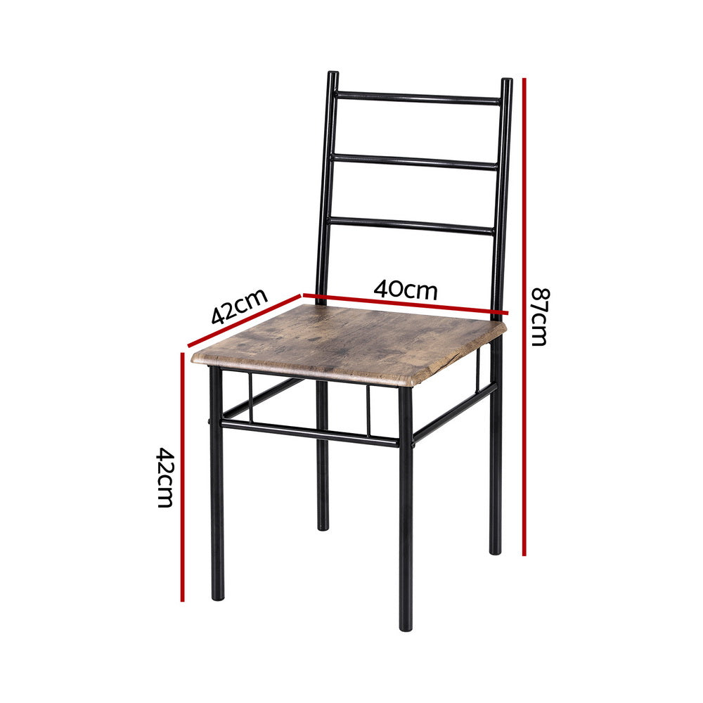 Artiss Dining Table and Chairs Set 5PCS Industrial Wooden Metal Desk Walnut - Cosy Abode