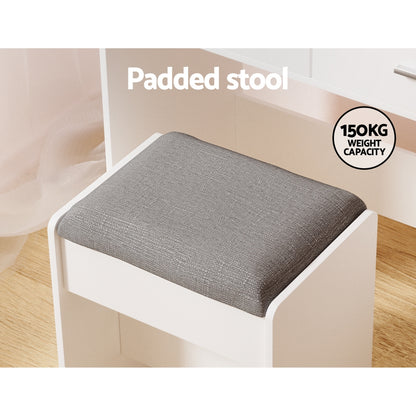 Artiss Dressing Table Set Stool 12 LED Bulbs White Dale - Cosy Abode