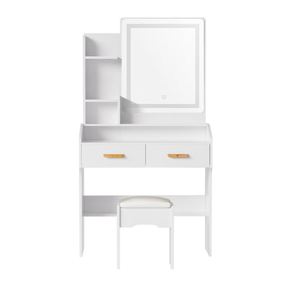 Artiss Dressing Table Set Stool Led White Doria - Cosy Abode