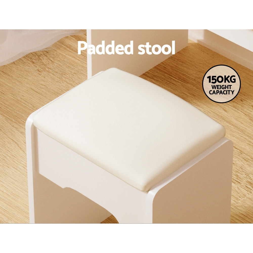 Artiss Dressing Table Set Stool Led White Doria - Cosy Abode