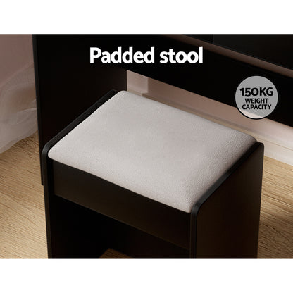 Artiss Dressing Table Set Stool 10 Led Bulbs Black Dulcea - Cosy Abode