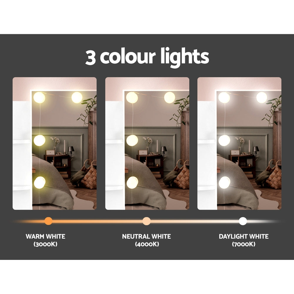 Artiss Dressing Table Set Stool 10 Led Bulbs White Dulcea - Cosy Abode