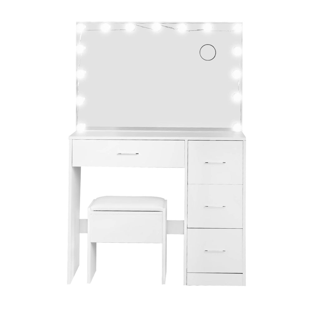 Artiss Dressing Table Set Stool 15 Led Bulbs White Darcy - Cosy Abode
