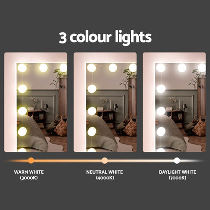 Artiss Dressing Table Set Stool 15 Led Bulbs White Darcy - Cosy Abode