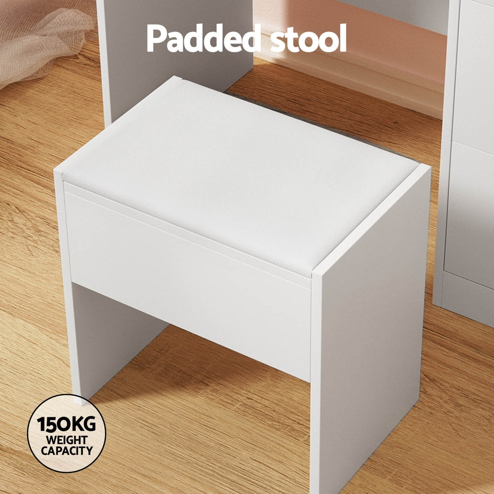 Artiss Dressing Table Set Stool 15 Led Bulbs White Darcy - Cosy Abode