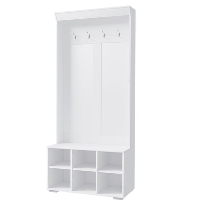 Artiss Shoe Cabinet Storage Rack Shoe Bench Hall Tree Coat Rack White 180CM - Cosy Abode