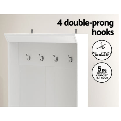 Artiss Shoe Cabinet Storage Rack Shoe Bench Hall Tree Coat Rack White 180CM - Cosy Abode