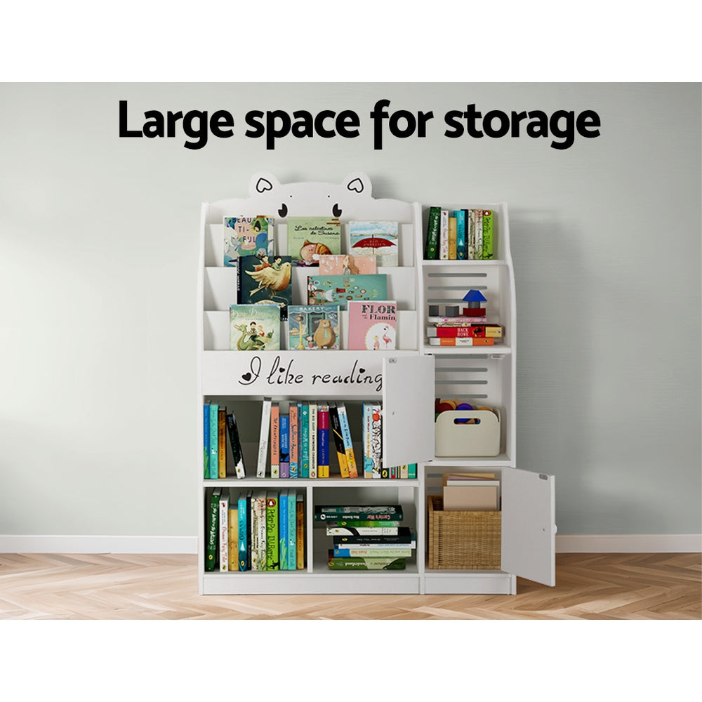 Keezi 4 Tiers Kids Bookshelf Storage Children Bookcase Toy Organiser Display - Cosy Abode