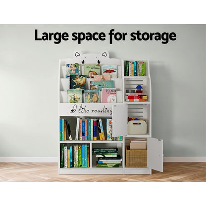 Keezi 4 Tiers Kids Bookshelf Storage Children Bookcase Toy Organiser Display - Cosy Abode
