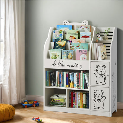 Keezi 4 Tiers Kids Bookshelf Storage Children Bookcase Toy Organiser Display - Cosy Abode