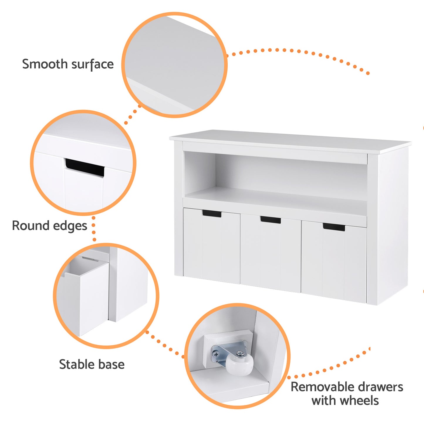 Keezi Kids Bookshelf 3 Drawers Storage Children Bookcase Toy Organiser Display - Cosy Abode