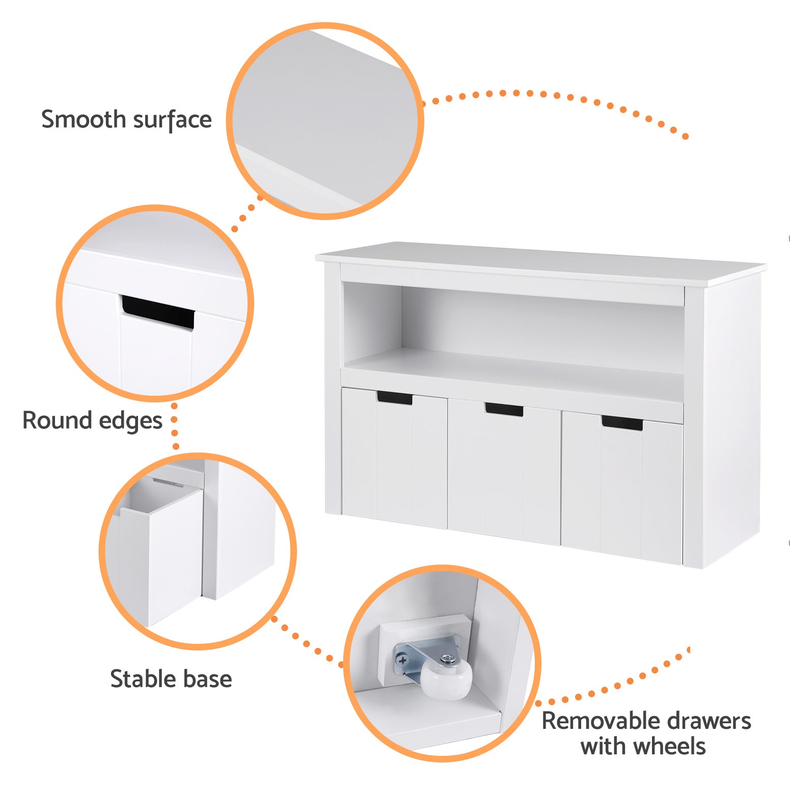 Keezi Kids Bookshelf 3 Drawers Storage Children Bookcase Toy Organiser Display - Cosy Abode