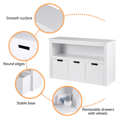 Keezi Kids Bookshelf 3 Drawers Storage Children Bookcase Toy Organiser Display - Cosy Abode