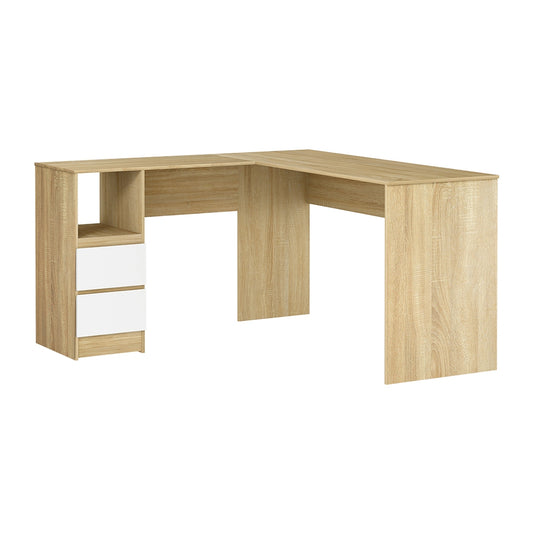 Artiss Computer Desk Drawer Cabinet L-Shape Oak 136CM - Cosy Abode
