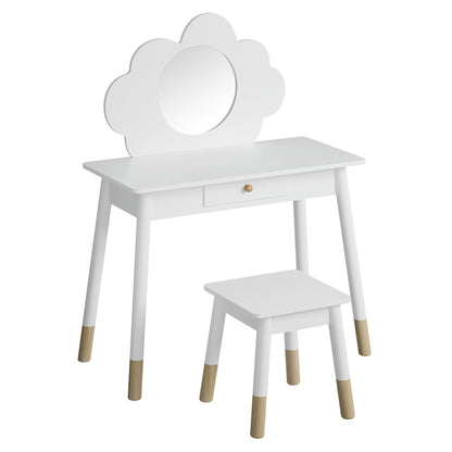 Keezi Kids Dressing Table Chair Set Vanity Makeup Wooden Leg Mirror Drawer - Cosy Abode