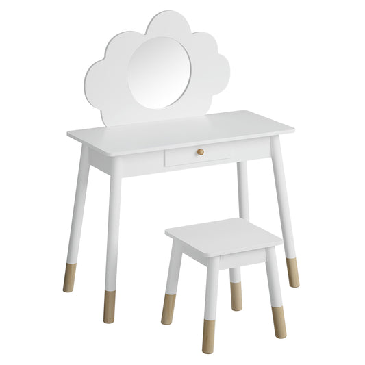 Keezi Kids Dressing Table Chair Set Vanity Makeup Wooden Leg Mirror Drawer - Cosy Abode
