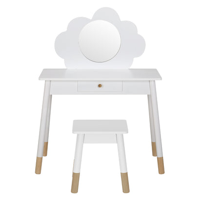 Keezi Kids Dressing Table Chair Set Vanity Makeup Wooden Leg Mirror Drawer - Cosy Abode