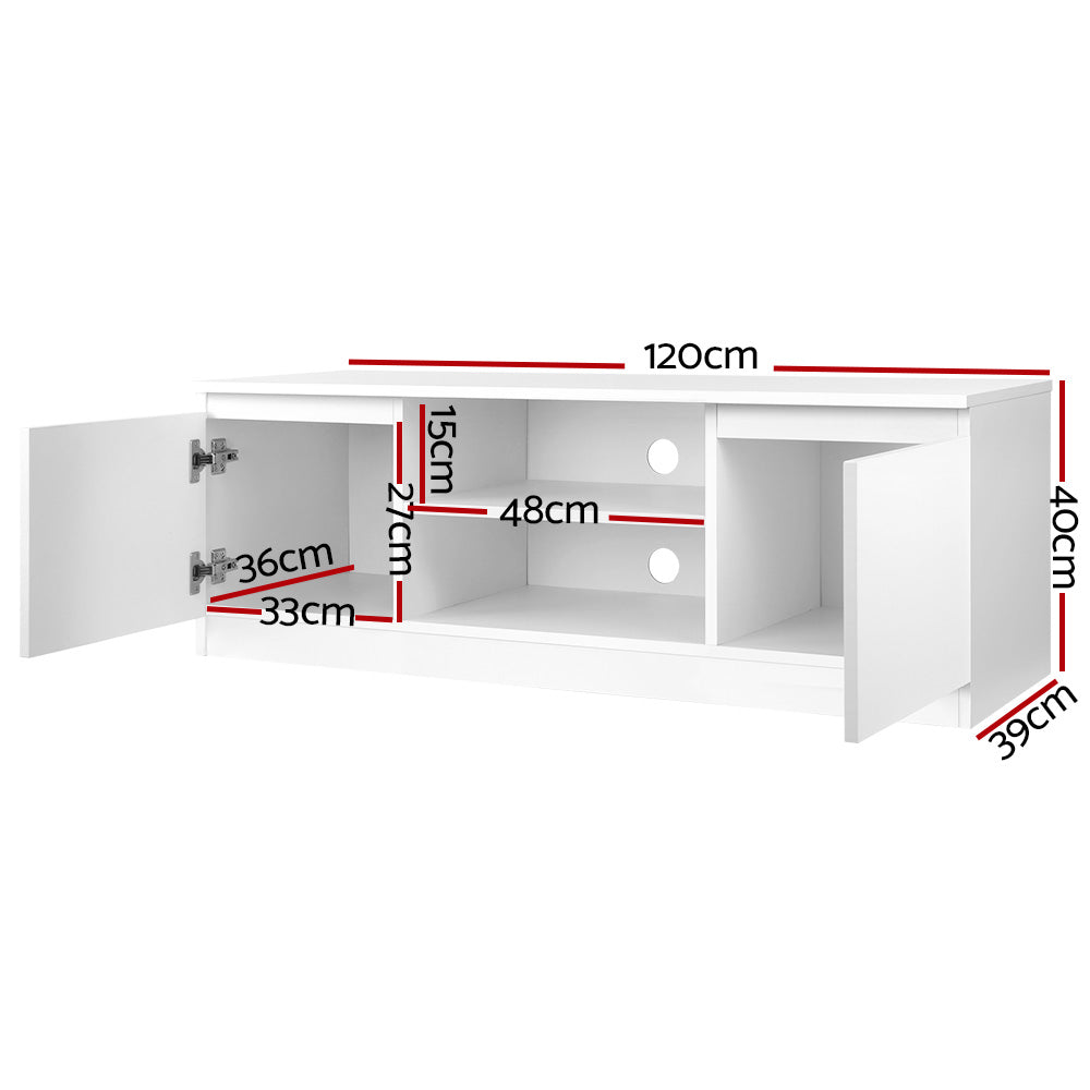 Artiss TV Cabinet Entertainment Unit 120cm White Anita - Cosy Abode