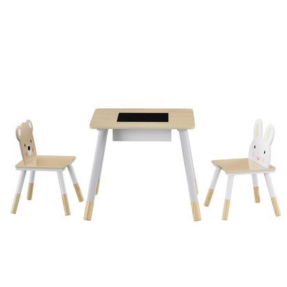 Keezi 3PCS Kids Table and Chairs Set Activity Desk Chalkboard Toy Hidden Storage - Cosy Abode