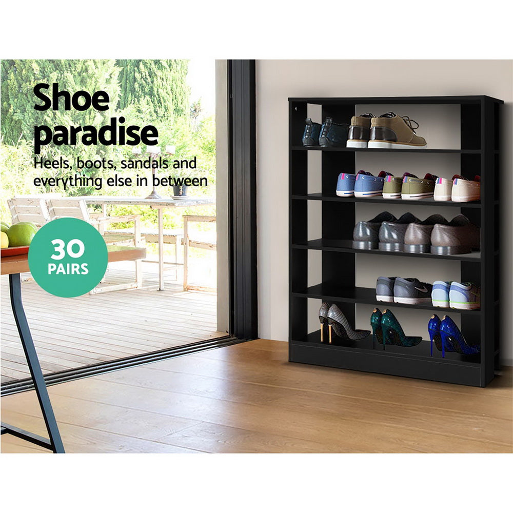 Artiss Shoe Rack 30 Pairs 6-Tier Shelf Black - Cosy Abode