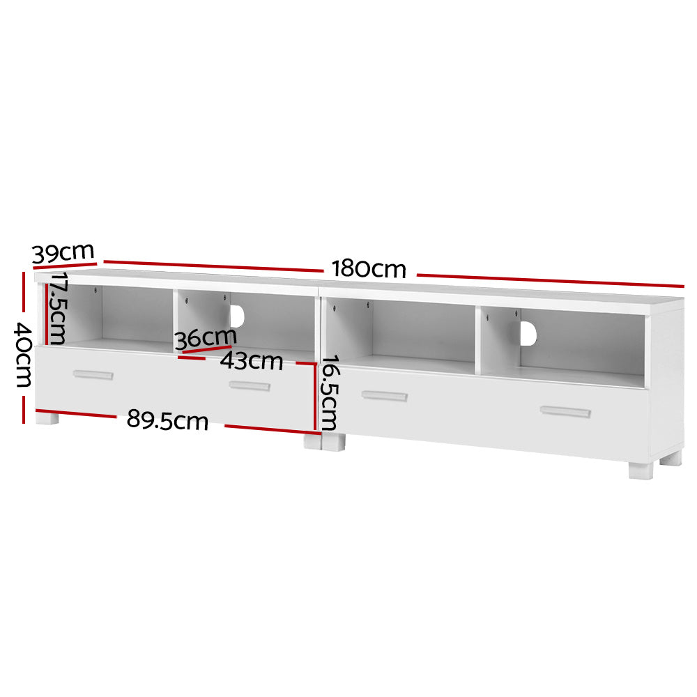 Artiss TV Cabinet Entertainment Unit 180cm White Eddie - Cosy Abode
