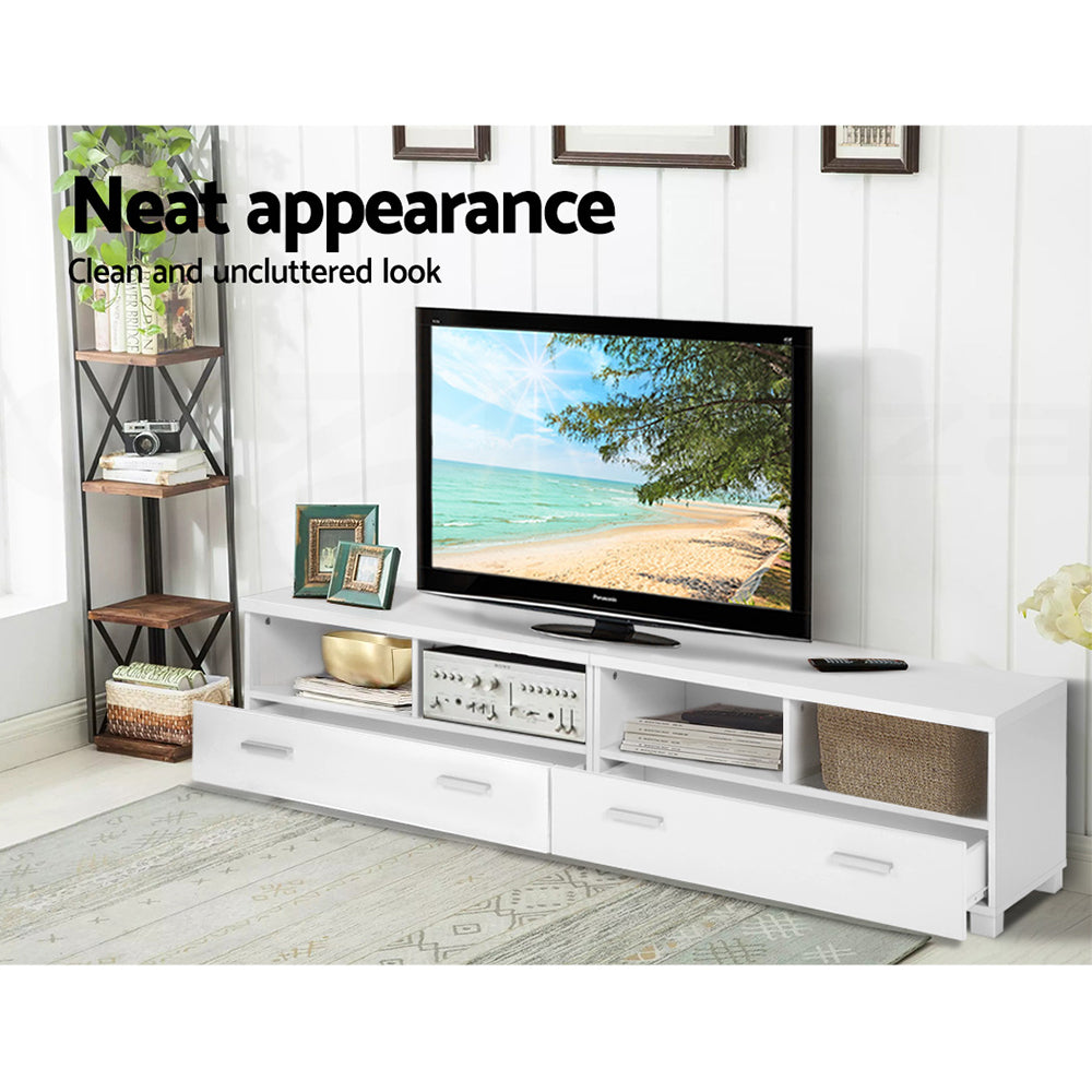 Artiss TV Cabinet Entertainment Unit 180cm White Eddie - Cosy Abode