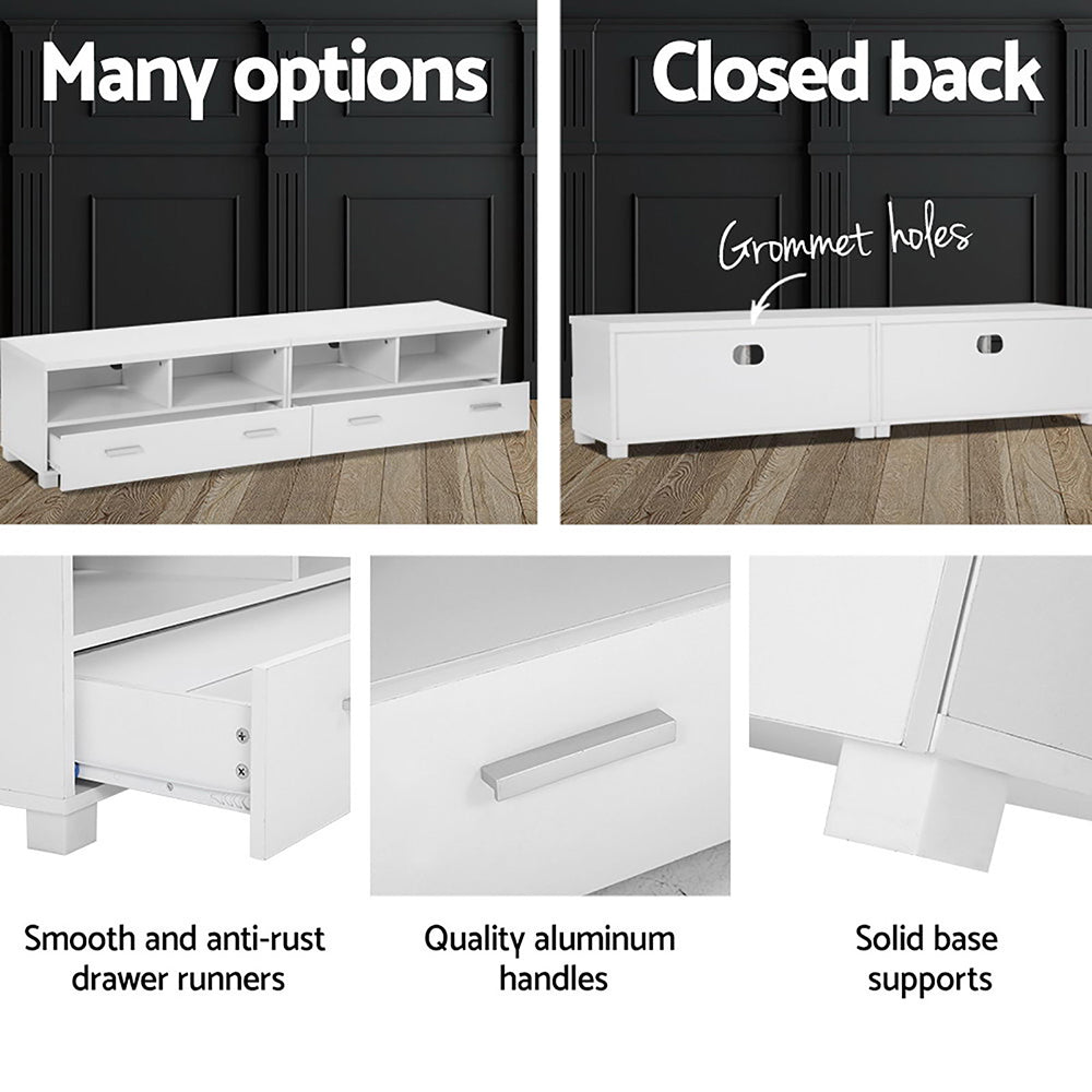 Artiss TV Cabinet Entertainment Unit 180cm White Eddie - Cosy Abode