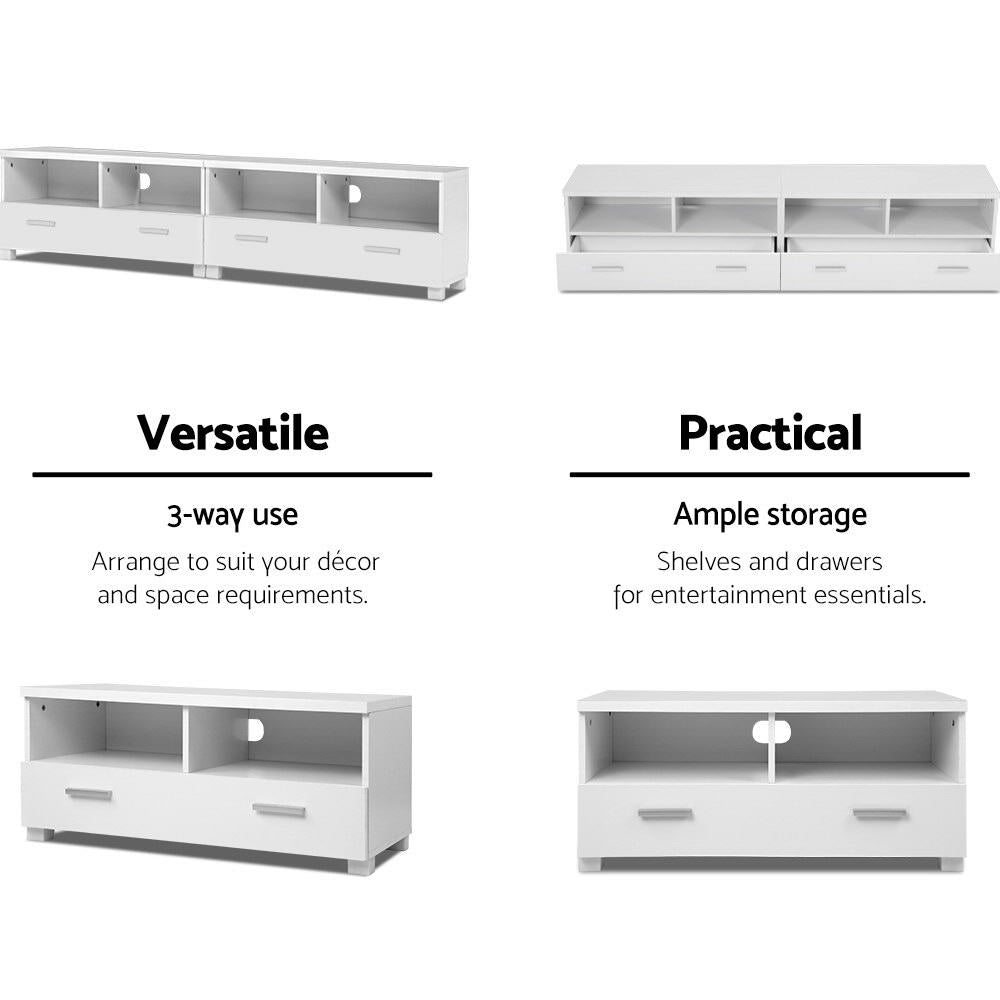 Artiss TV Cabinet Entertainment Unit 180cm White Eddie - Cosy Abode