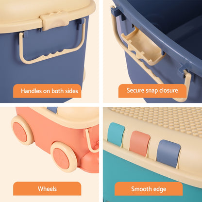 Keezi 3PCS Toy Storage Box Cute Car Toy Container Kids Toys Organiser Snack Boxes - Cosy Abode