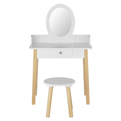 Keezi Kids Dressing Table Chair Set Wooden Leg Vanity Makeup Drawer Mirror - Cosy Abode