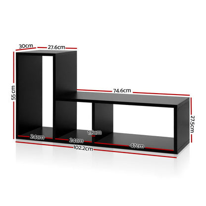 Artiss Bookshelf L Shape DIY - Black - Cosy Abode