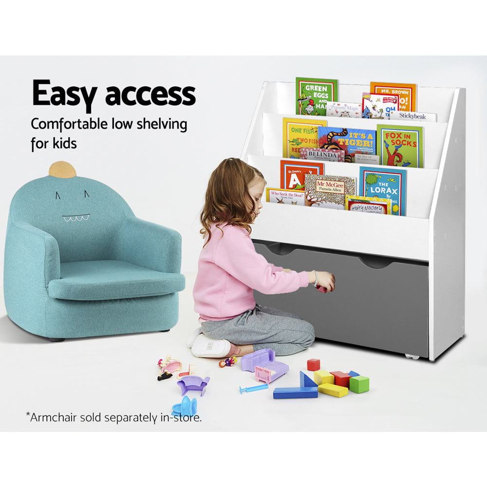 Keezi 3 Tiers Kids Bookshelf Magazine Rack Children Bookcase Organiser Storage - Cosy Abode