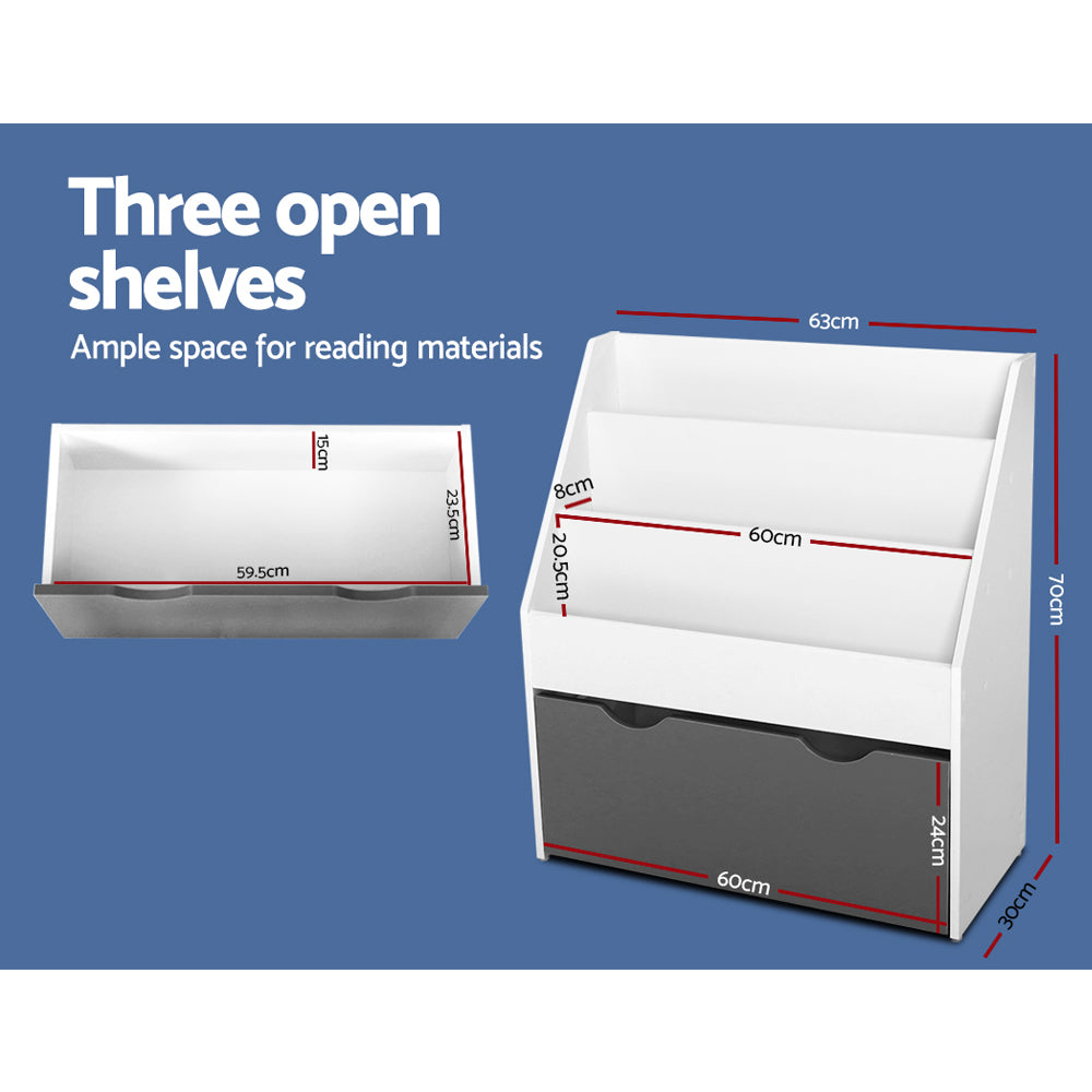 Keezi 3 Tiers Kids Bookshelf Magazine Rack Children Bookcase Organiser Storage - Cosy Abode