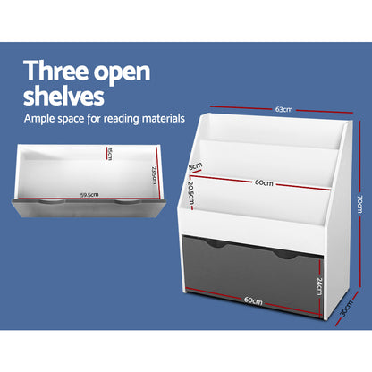 Keezi 3 Tiers Kids Bookshelf Magazine Rack Children Bookcase Organiser Storage - Cosy Abode