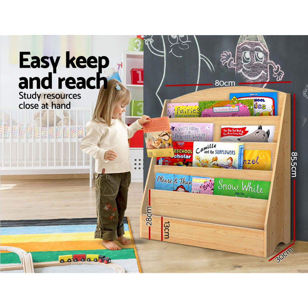 Keezi 5 Tiers Kids Bookshelf Magazine Shelf Organiser Bookcase Display Rack - Cosy Abode