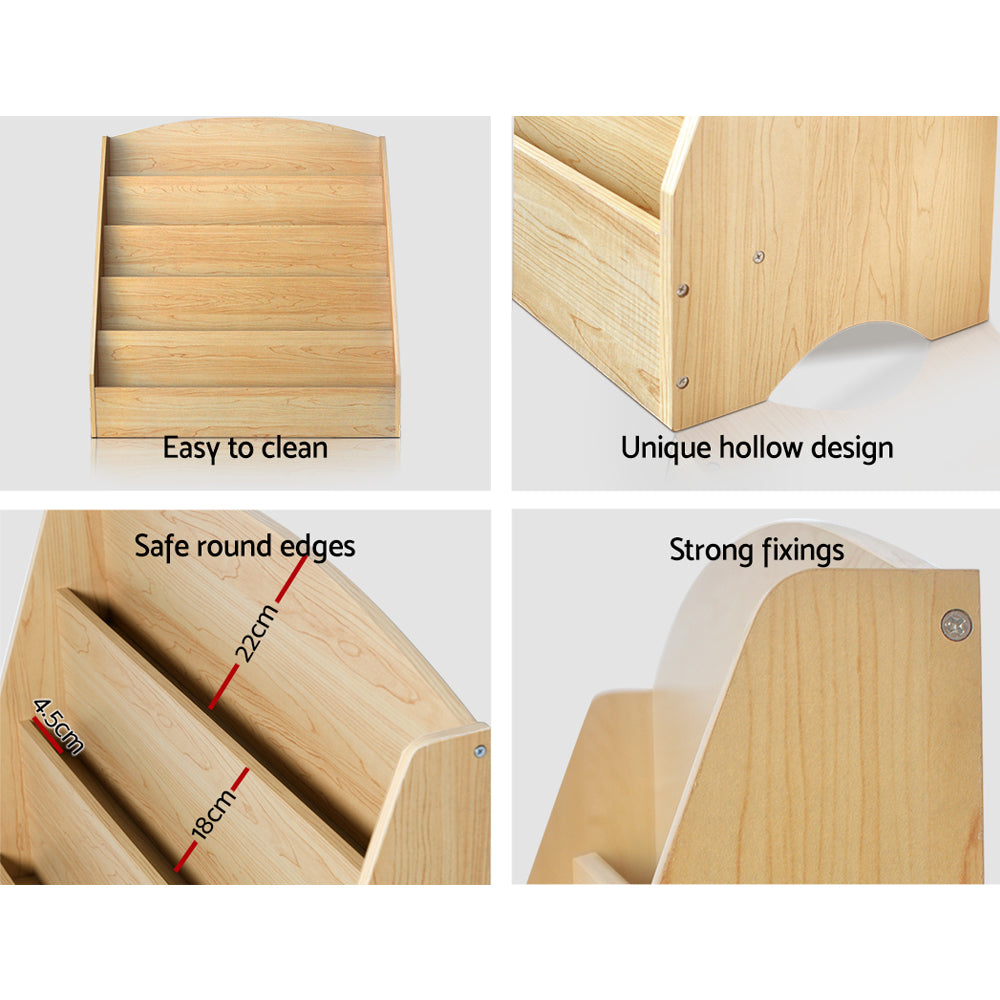 Keezi 5 Tiers Kids Bookshelf Magazine Shelf Organiser Bookcase Display Rack - Cosy Abode