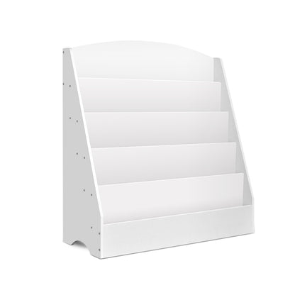 Keezi 5 Tiers Kids Bookshelf Magazine Shelf Organiser Bookcase Display Rack White - Cosy Abode