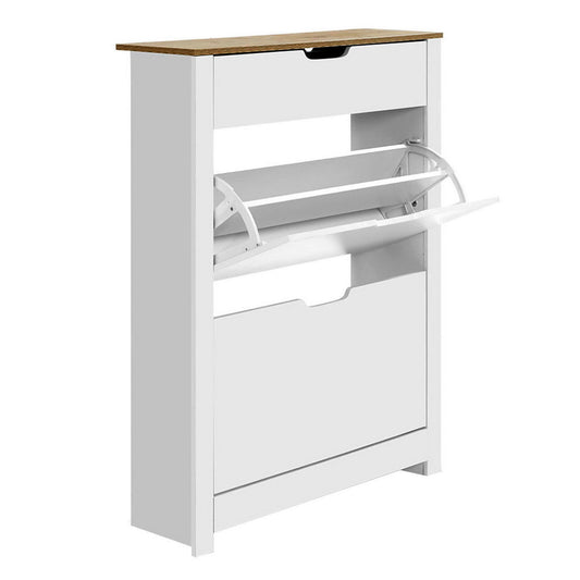 Artiss Shoe Rack Cabinet 16 Pairs White Ana - Cosy Abode